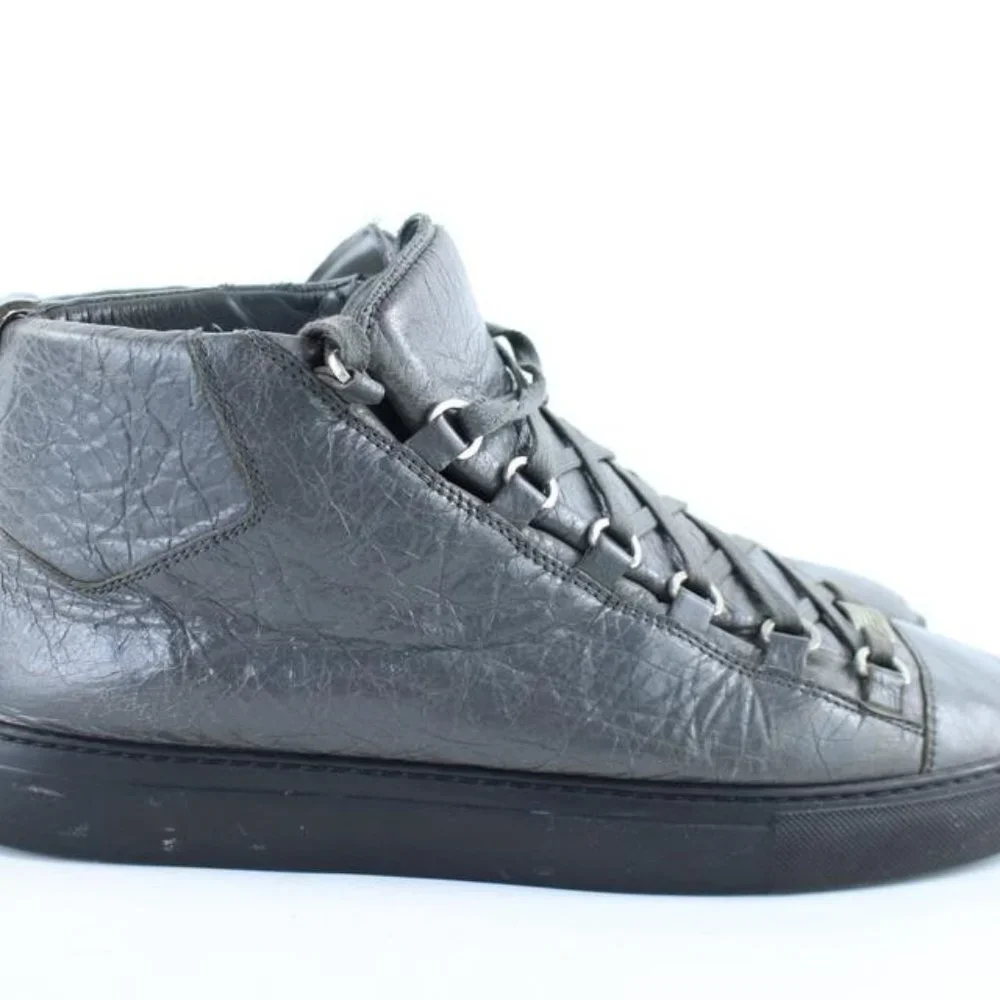 Balenciaga Grey Leather Arena Sneaker Mens 43